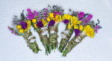 Load image into Gallery viewer, Desert Rose White Sage, Rosemary and lavender Floral Smudge Wand Set
