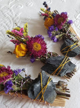 Load image into Gallery viewer, Black Onyx, Sage, Rose, Rosemary and Lavender Smudge Stick
