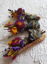 Load image into Gallery viewer, Black Onyx, Sage, Rose, Rosemary and Lavender Smudge Stick
