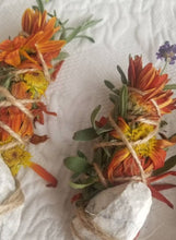 Load image into Gallery viewer, White Howlite, Palo Santo, Rosemary, White Sage, Lavender and Wild Flower Smudge Stick
