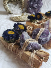 Load image into Gallery viewer, Amethyst, Rose and Palo Santo Smudge stick
