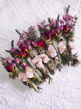 Load image into Gallery viewer, Rose Quartz Rosemary, Sage, Lavender  Smudge stick
