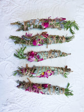 Load image into Gallery viewer, Sage, Rose, Rosemary and Lavender Smudge Stick
