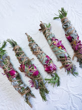 Load image into Gallery viewer, Sage, Rose, Rosemary and Lavender Smudge Stick
