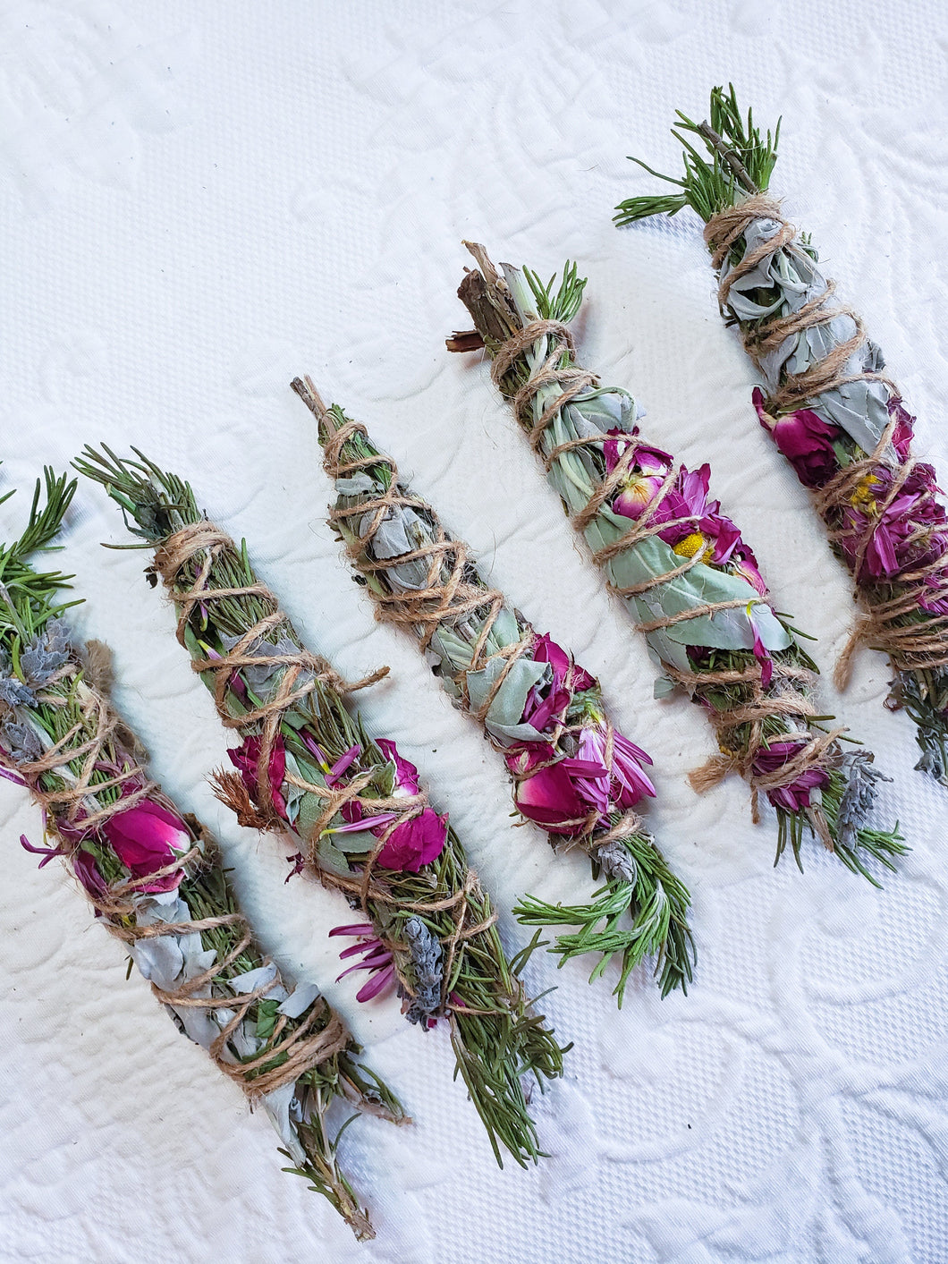 Sage, Rose, Rosemary and Lavender Smudge Stick