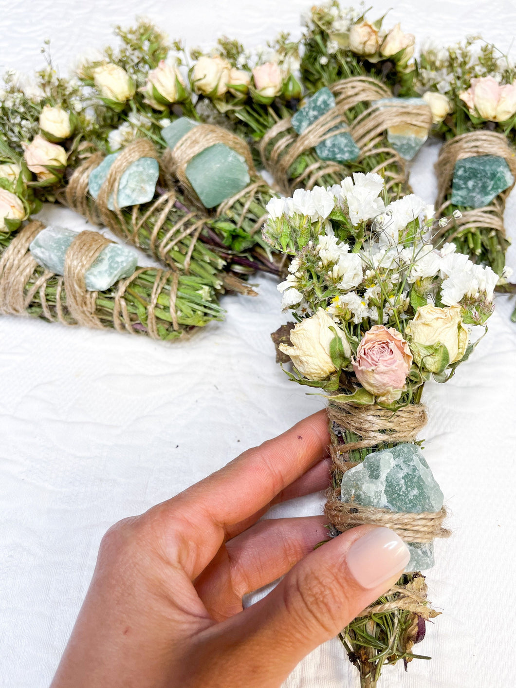 Aventurine, Rosemary, And Mint Smudge stick