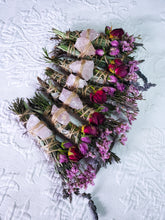 Load image into Gallery viewer, Rose Quartz Rosemary, Sage, Lavender  Smudge stick
