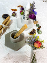 Load image into Gallery viewer, Cement Chime Candle, Palo Santo, Smudging Holder for your Altar Space
