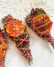 Load image into Gallery viewer, Yule Tide  Cedar, Juniper, Orange, Basil, Smudge stick
