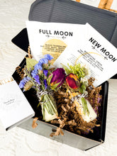 Load image into Gallery viewer, New Moon and Full Moon Intention Candle Packed with Crystals, Herbs, and Flowers
