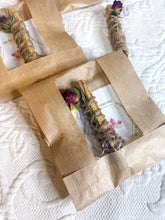 Load image into Gallery viewer, Smudge Stick with Rose , Palo Santo, Rosemary Herbal Wand
