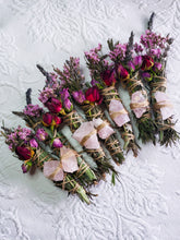 Load image into Gallery viewer, Rose Quartz Rosemary, Sage, Lavender  Smudge stick
