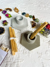 Load image into Gallery viewer, Cement Chime Candle, Palo Santo, Smudging Holder for your Altar Space
